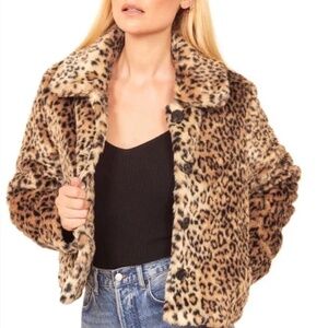 Reformation | Hampton Leopard-Print Faux Fur Coat XS
